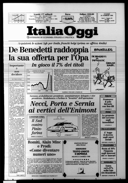 Italia oggi : quotidiano di economia finanza e politica